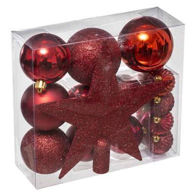 BOULE DE NOEL KIT 18 PCS CERISE