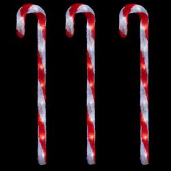  Lot de 3 cannes à sucre Extérieur LED H.71 cm